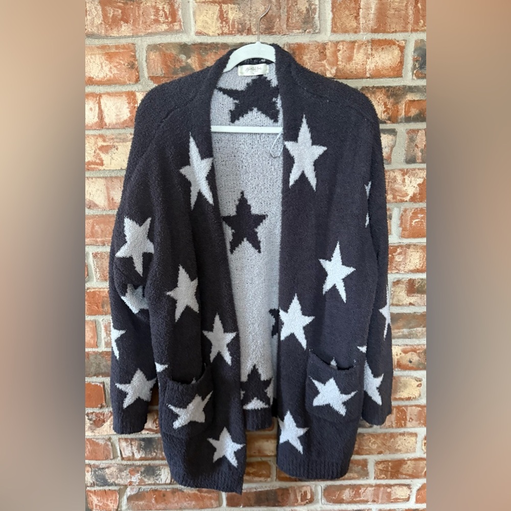 A Beautiful Soul Charcoal and Light Gray Star Cardigan